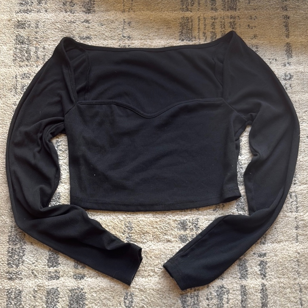 SHEIN Black Fitted Off-the-Shoulder Crop Top